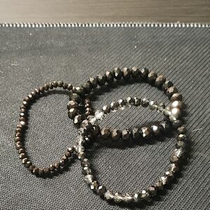 Elegant Black Beaded Bracelet Set